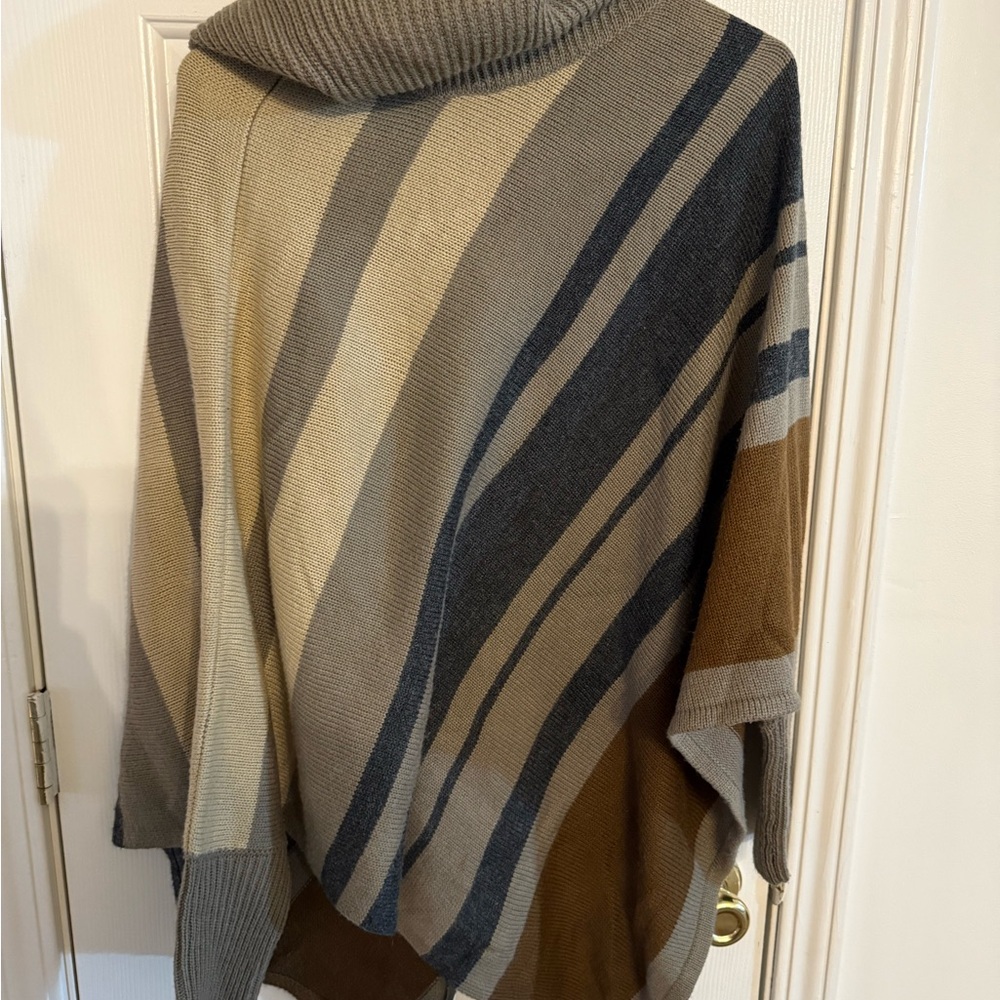 dressbarn Multicolor Striped Poncho